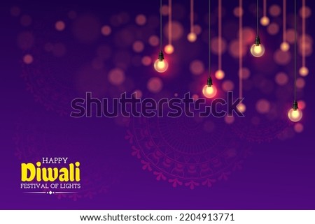 happy diwali festival of lights creative lights hanging bokeh background Royalty-Free Stock Photo #2204913771