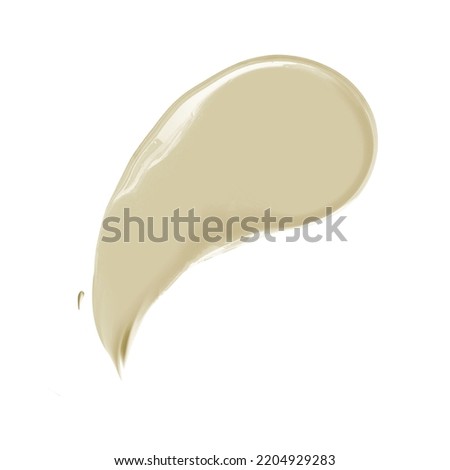 Cosmetic cream swipe isolated on white background. Make up  smudge. BB, CC cream smear texture