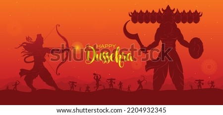 War of Lord Rama and Ravana Happy Dussehra, Navratri and Durga Puja festival of India Royalty-Free Stock Photo #2204932345