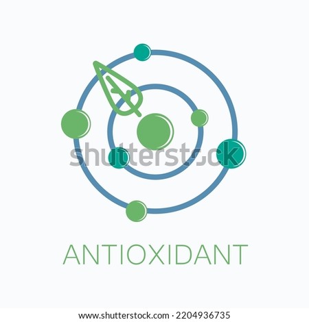 Antioxidant icon. Health benefits molecule, natural vitamins sources, vector isolated illustration for bio organic detox super food advertising, wellness apps. Healthy eating, antiaging dieting. Royalty-Free Stock Photo #2204936735