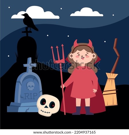 halloween girl in devil costume
