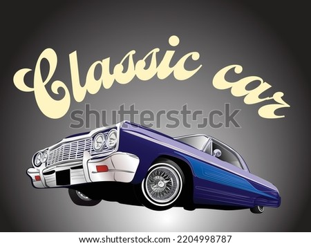 car classic low rider blue vector Royalty-Free Stock Photo #2204998787
