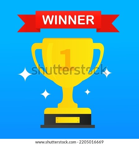 Winner, gold cup for first place. Vector illustration
