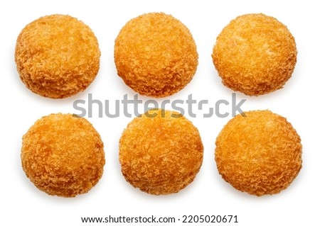 Delicious crispy Cheese ball isolated on white background, Cheese ball or cheesy puffs on white With clipping path. Royalty-Free Stock Photo #2205020671