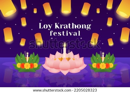 gradient Loy Krathong festival banner illustration design