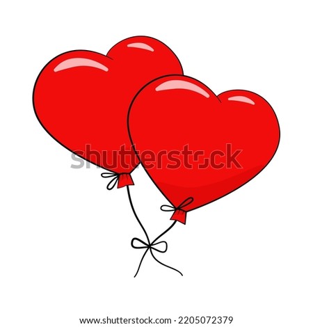 Heart shaped balloons. Valentine's day. Vector illustration. Cartoon