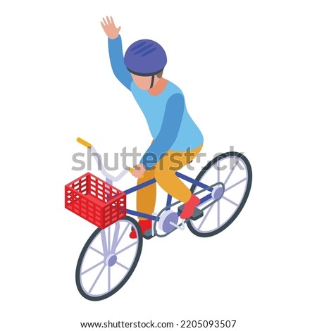 Basket kid cycling icon. Isometric of basket kid cycling vector icon for web design isolated on white background