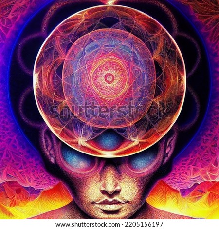 Psychedelic third eye art with sacred geometry