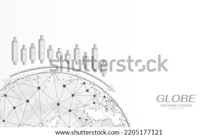 Abstract low poly stock basic trading chart geometric 3d vector. Wireframe graph trend monitoring strategy achievement isolated on white illustration.