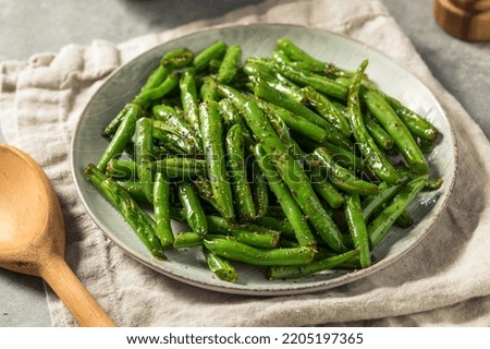 Homemade Sauteed Green Beans with Salt and Pepper Royalty-Free Stock Photo #2205197365