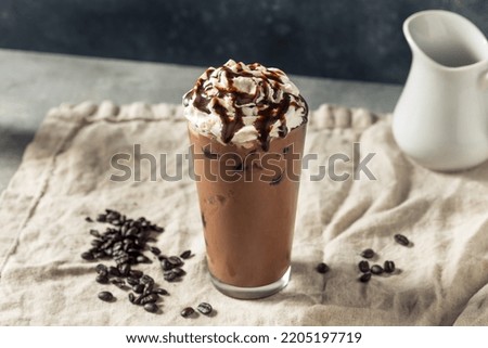 Cold Iced Mocha Coffee with Whipped Cream and Chocolate Royalty-Free Stock Photo #2205197719