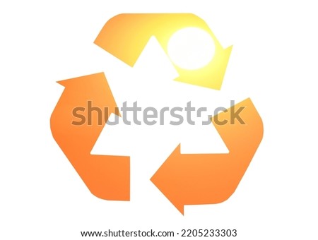 Recycling Symbol showing the sun as renewable energy. Sustainability concept 