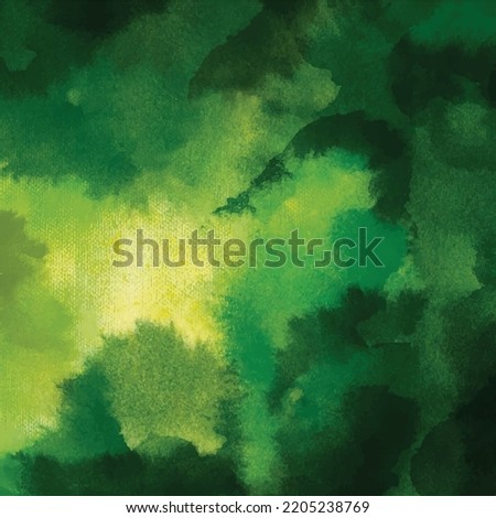 Beautiful fresh abstract green watercolor background. Textured square vector wallpaper with grunge brush stroke aquarelle wet canvas backdrop for social media post