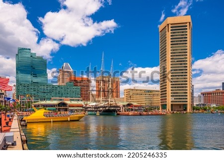 Baltimore, Maryland, USA Skyline on the Inner Harbor in the daytime.