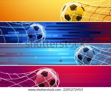 Collection of colored realistic soccer balls. Vector Royalty-Free Stock Photo #2205272453