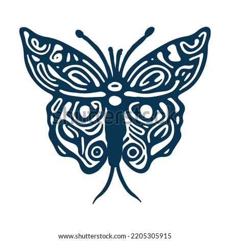 Decorative butterfly single clip art. Vintage vector garden bug icon for eco beauty. Illustration of summer wildlife insect. 