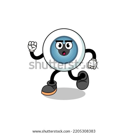 running eyeball mascot illustration , character design