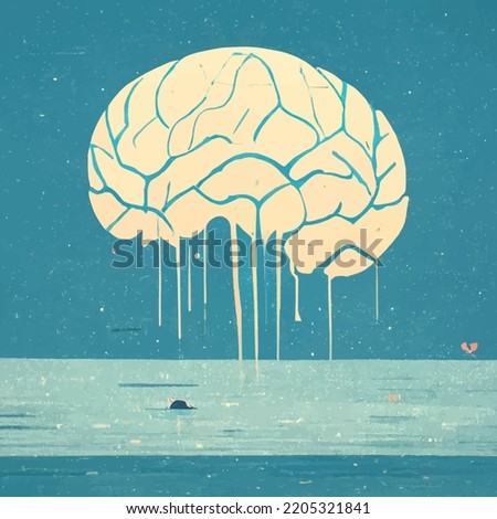 illustration of the human brain. blue 2d illustration of the human brain.