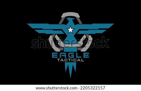 tactical eagle military logo design vector illustration badge template