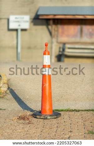 Traffick cone near river front boat ramp in downtown Vicksburg, MS.