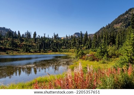 Landscape from Picture Lake trail of Heather Meadows at Mt Baker area, Deming, WA USA