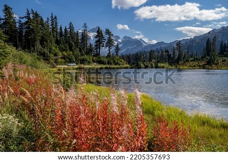 Landscape from Picture Lake trail of Heather Meadows at Mt Baker area, Deming, WA USA