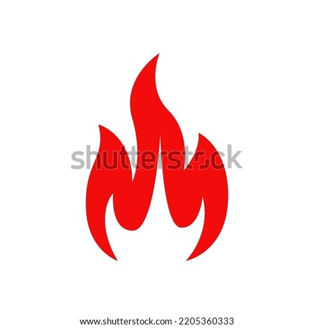 Fire, shining campfire isolated vector icon, red burning torch flame, cartoon bonfire symbol. Glowing flare with long tongues decorative design element