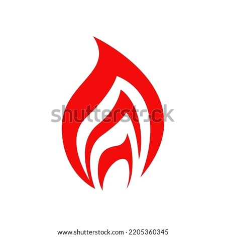 Red fire isolated vector icon, campfire or torch flame, burning bonfire blaze symbol. Glowing Shine flare with long tongues. Cartoon ignition fire tongues