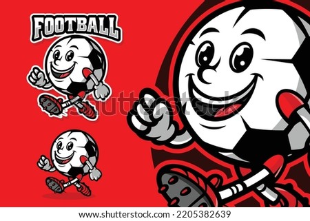 Football Soccer Ball cute Mascot Cartoon Illustrations Vector