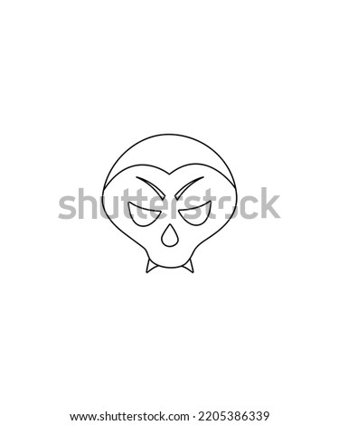  Vampire Halloween face mask outline illustration isolated on white background. illustration of Halloween mask. Perfect for coloring book, textiles, icon, web, painting, children's books, t-shirt. 