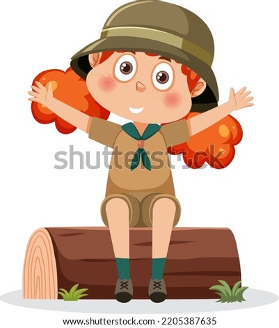 A girl wearing camping outfit illustration