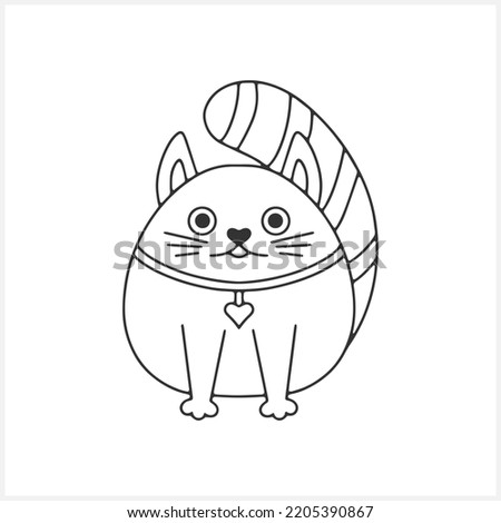 Doodle cat clip art. Hand drawn art line. Sketch animal. Coloring page book. Vector stock illustration. EPS 10