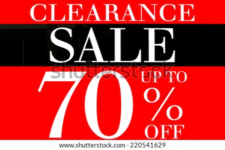 Clearance Sale up to 70 Percents Promotion Label
