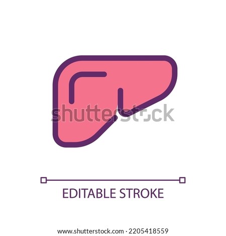 Liver pixel perfect RGB color ui icon. Internal body organ. Digestive system. Simple filled line element. GUI, UX design for mobile app. Vector isolated pictogram. Editable stroke. Arial font used