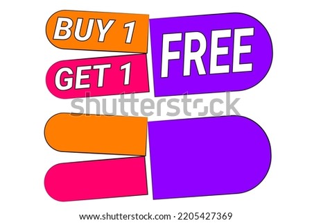Buy 1 Get 1 Free Discount tag with one blank template. Vector illustration eps 10 file. 