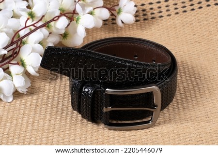 Leather mens belt high quality photo