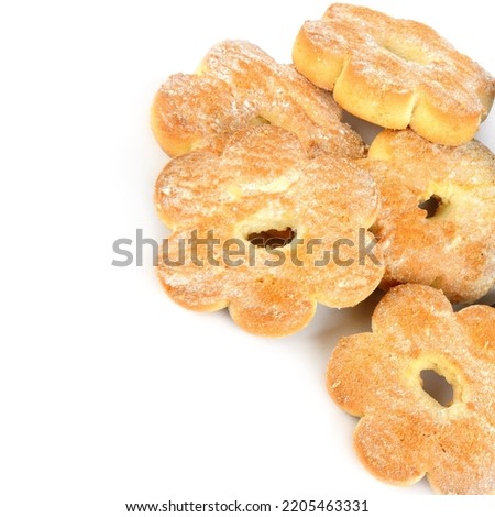 Assortment of cookies isolated on a white background. Free space for text.