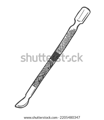 Manicure pusher,tools for nail care.Vector hand drawn cartoon