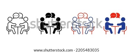 Human Resource Manage Silhouette and Line Icon. Job Interview Meeting Pictogram. Recruitment Find Work Career Communication Icon. Employer Hire Employee. Editable Stroke. Isolated Vector Illustration. Royalty-Free Stock Photo #2205483035