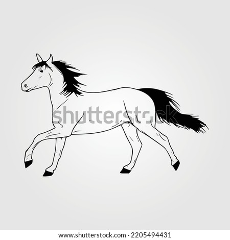 Horse Silhouette Equestrian Vector Illustration Show Jumping Outline Horse Jockey Rider Riding
