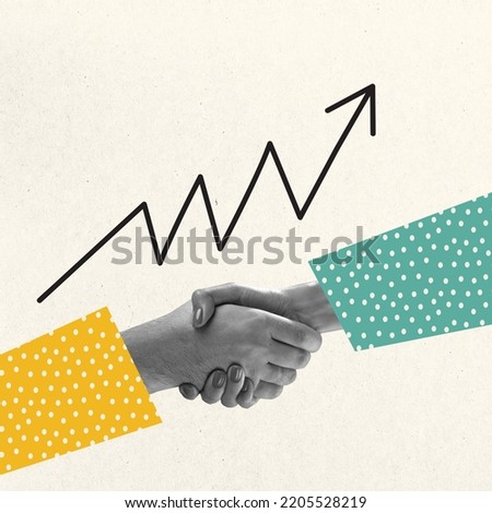 Get a good deal, partnership concept. Contemporary art collage, modern design. Aesthetic of hands. Trendy pastel colors. Copyspace for your ad or text. Surreal conceptual poster.