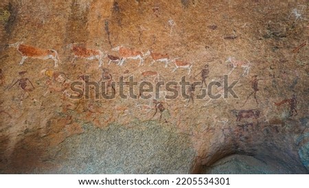 Ancient rock paintings, Saan art, Namibia