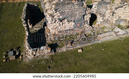 Ruins of Ancient Temple in Armenia. Ruins. Aerial View. Old Church. Castle. Lori Province, Armenia.