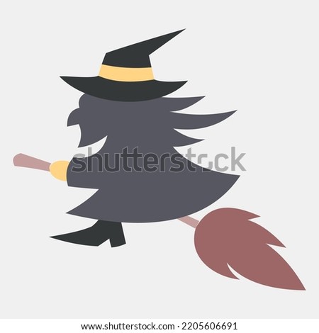 Icon witch.Icon in flat style. Suitable for prints, poster, flyers, party decoration, greeting card, etc.