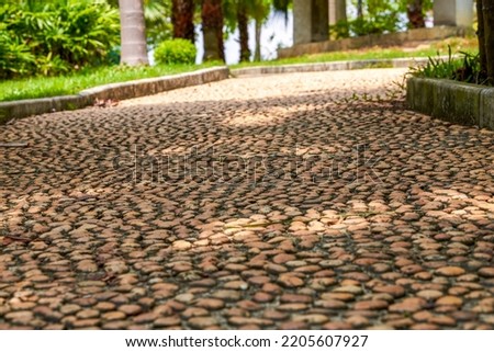 Recreational cobblestone walk in the park