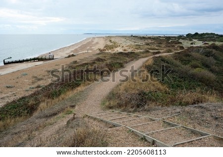 Languard Point nature reserve or natural parkland. Overcast day outdoors. Felixstowe, Suffolk, United Kingdom, September 21, 2022 Royalty-Free Stock Photo #2205608113