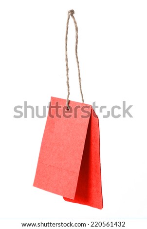 Red blank price tag isolated on white background 
