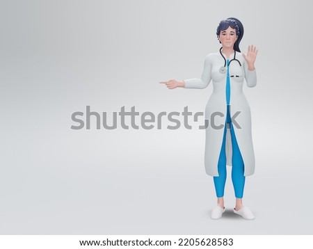 3d render, doctor cartoon character standing. Confident friendly therapist	