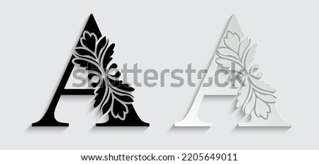 paper letter A. flower  letters. Vintage ornament initial Alphabet. Logo vector 
 Royalty-Free Stock Photo #2205649011