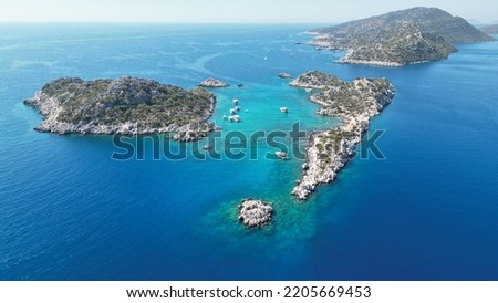 Drone View, Aquarium Cove,
Kekova, Kas, Kalekoy, Demre, Antalya, Antalia Turkey. 